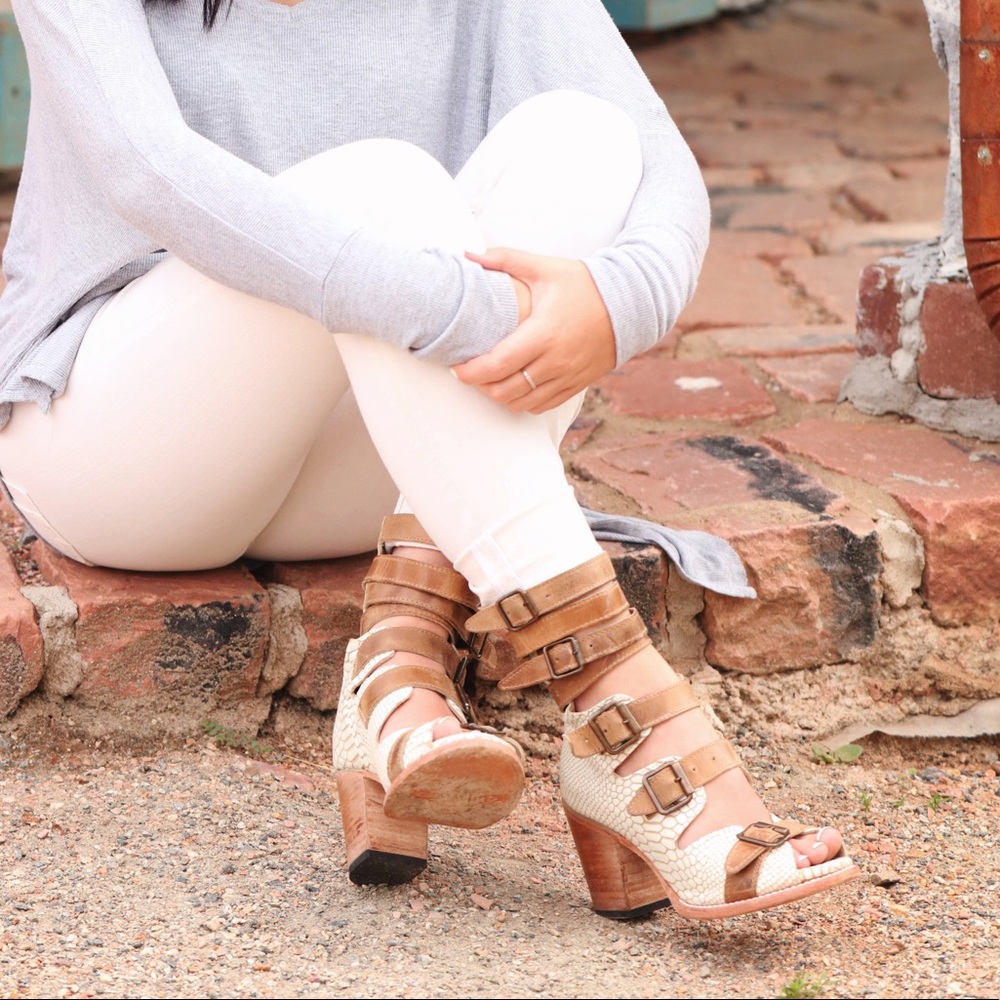 Free Bird | Bond White Snakeskin Heeled Sandals